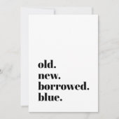 Oude Nieuwe Geleende Blauwe Moderne Minimalistisch Save The Date (Voorkant)