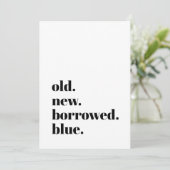 Oude Nieuwe Geleende Blauwe Moderne Minimalistisch Save The Date (Staand voorkant)