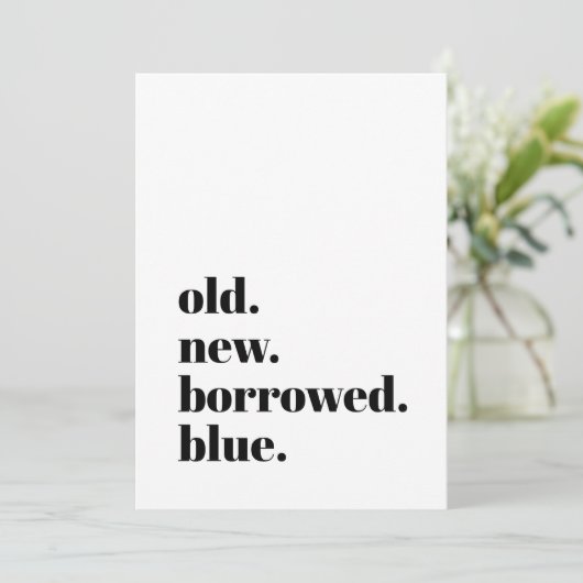 Oude Nieuwe Geleende Blauwe Moderne Minimalistisch Save The Date (Staand voorkant)