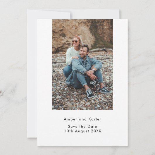 Oude Nieuwe Geleende Blauwe Moderne Minimalistisch Save The Date (Achterkant)