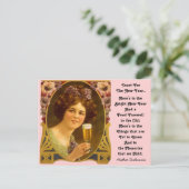 Oude Nieuwjaarskaarten Champagne Meisje Postkaarte Feestdagenkaart (Staand voorkant)