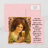 Oude Nieuwjaarskaarten Champagne Meisje Postkaarte Feestdagenkaart (Voorkant / Achterkant)