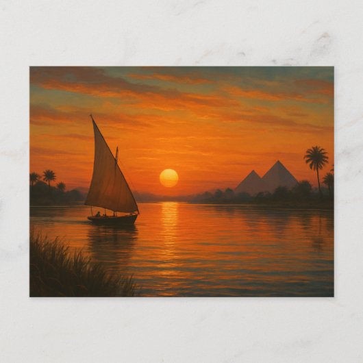Oude Nijl Felucca Sunset Egyptisch Briefkaart (Voorkant)