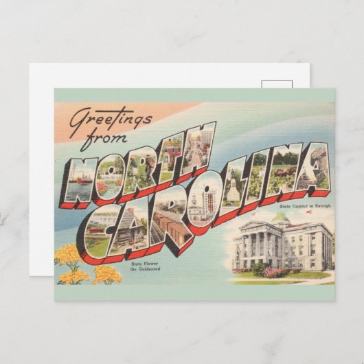 Oude Noord-Carolina Groet Briefkaart (Voorkant / Achterkant)