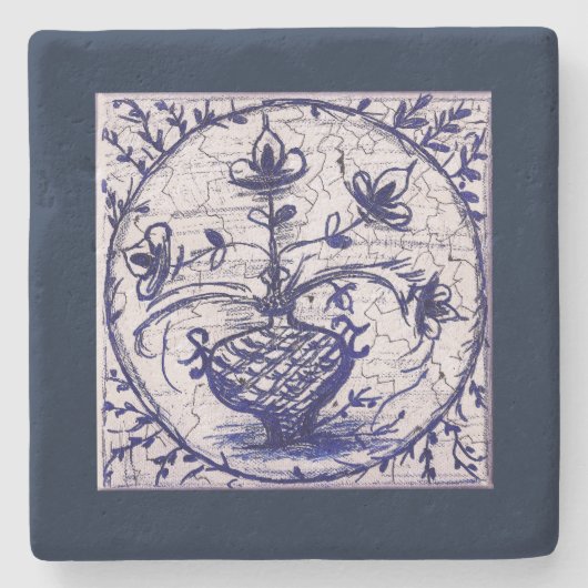 Oude Noord-Duitse tegels,  keramische tegels Stenen Onderzetter (Voorkant)