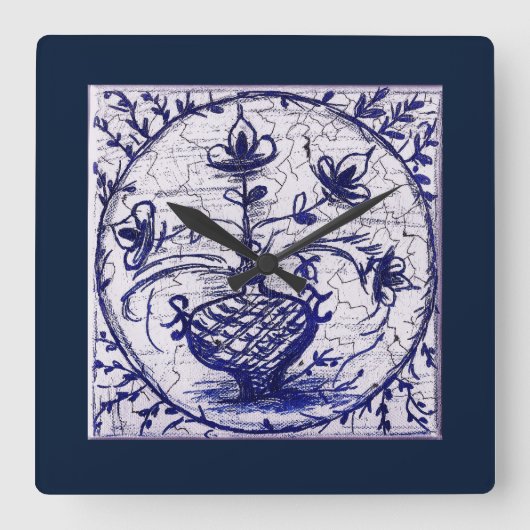 Oude Noord-Duitse tegels,  keramische tegels Vierkante Klok (Voorkant)