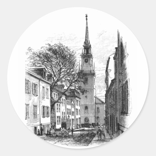 Oude Noordkerk Ronde Sticker (Voorkant)