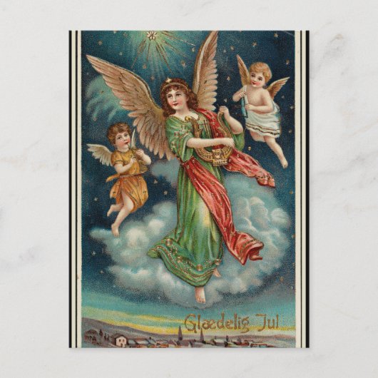 Oude Noorse kerstgroeten Feestdagenkaart (Voorkant)