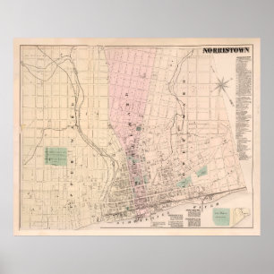 Oude Norristown PA Map (1871) Poster
