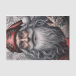 Oude nostalgische  Tattoo Santa Tissuepapier