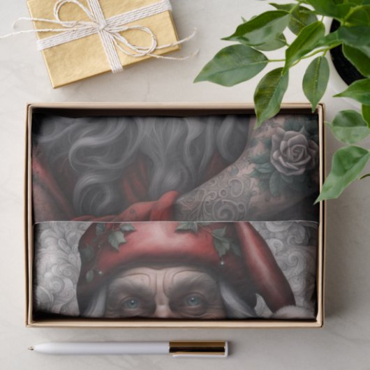 Oude nostalgische  Tattoo Santa Tissuepapier (Geschenk)