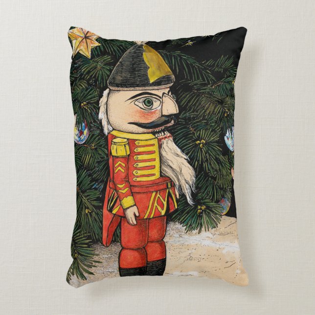 Oude Notenkraker Onder Kerstboom Accent Kussen (Voorkant(Verticaal))