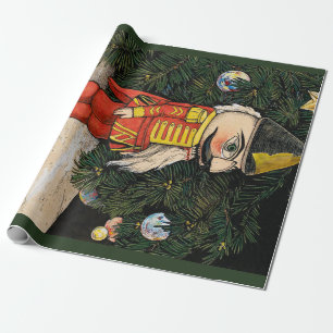 Oude Notenkraker Onder Kerstboom Cadeaupapier