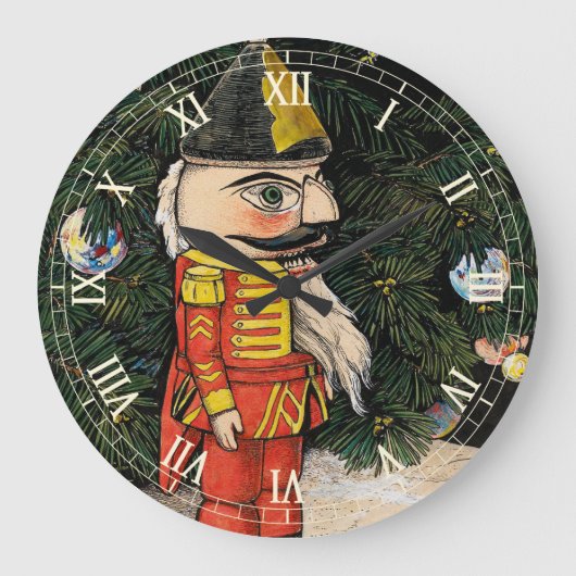 Oude Notenkraker Onder Kerstboom Grote Klok (Voorkant)