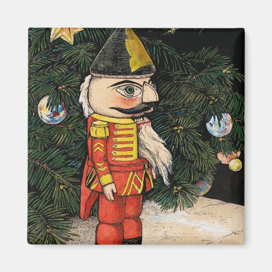 Oude Notenkraker Onder Kerstboom Magneet (Voorkant)