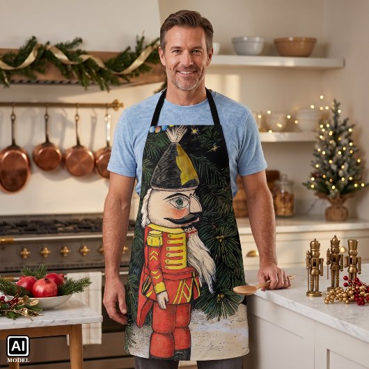 Oude Notenkraker Onder Kerstboom Schort