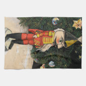 Oude Notenkraker Onder Kerstboom Theedoek (Horizontaal)