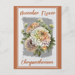 Oude novemberbloem chrysanthemum bloemstuk briefkaart