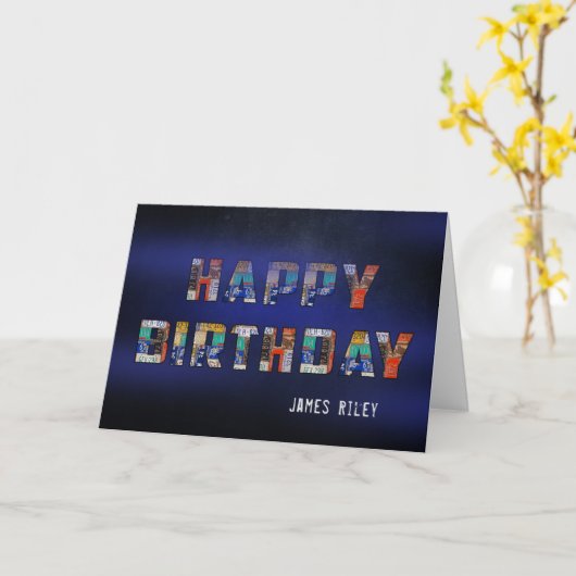 oude nummerplaatverjaardag kaart (Gele Bloem)