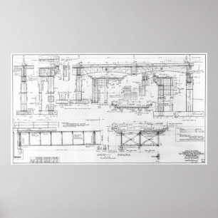 OUDE OAKLAND BAY BRIDGE BLUEPRINT 1935 POSTER