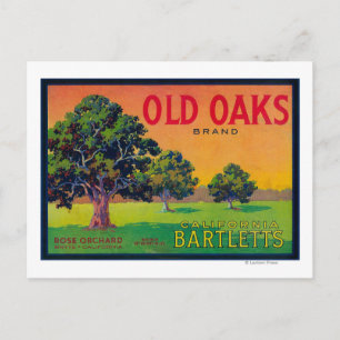 Oude Oaks-parelkrat LabelBryte, CA Briefkaart