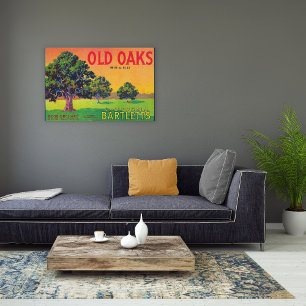 Oude Oaks-parelkrat LabelBryte, CA Canvas Afdruk