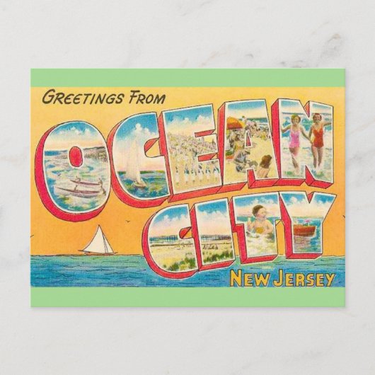 Oude Ocean City NJ Groeten Postkaart (Voorkant)