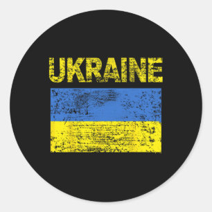 Oude Oekraïense Oekraïense vlag; versleten Ronde Sticker