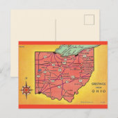 Oude Ohio kaart Groeten Ansichtkaart (Voorkant / Achterkant)