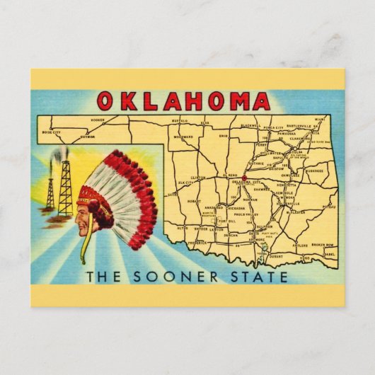 Oude Oklahoma kaart ansichtkaart (Voorkant)
