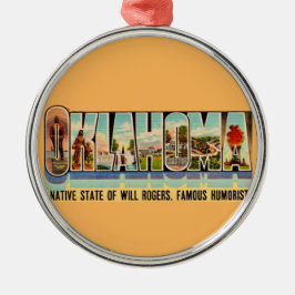Oude Oklahoma-welkomstansichtkaart Metalen Ornament