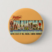 Oude Oklahoma-welkomstansichtkaart Ronde Button 5,7 Cm (Voorkant)