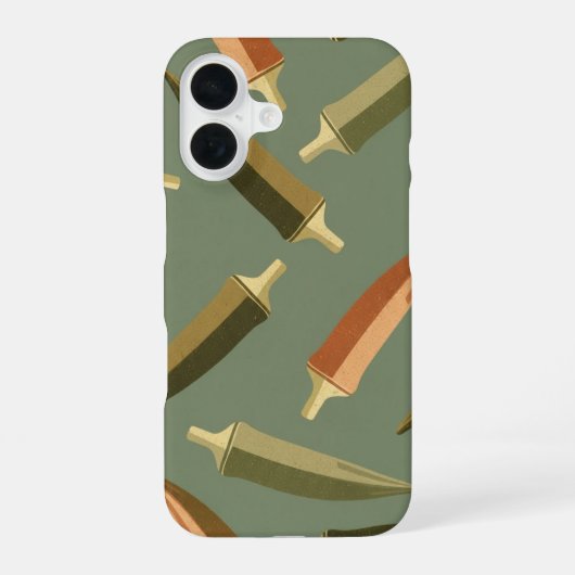 Oude Okra Patroon iPhone 16 Hoesje (Achterkant)