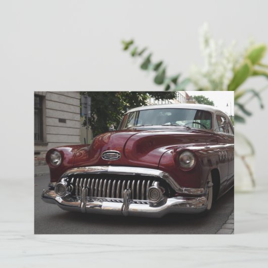 Oude oldtimer - uitnodiging (Staand voorkant)