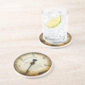 oude oliedrukmeter / instrument / wijzerplaat / me zandsteen onderzetter (Zijkant)