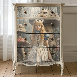 Oude olieverfschilderij van Alice in surrealistisc Tissuepapier
