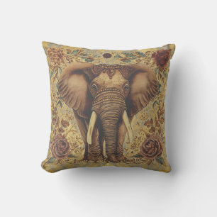 Oude olifant, antieke olifant bloemenpatroon kussen