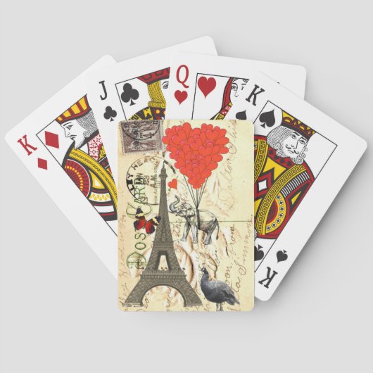 Oude olifant & rode hartballonnen pokerkaarten (Achterkant)