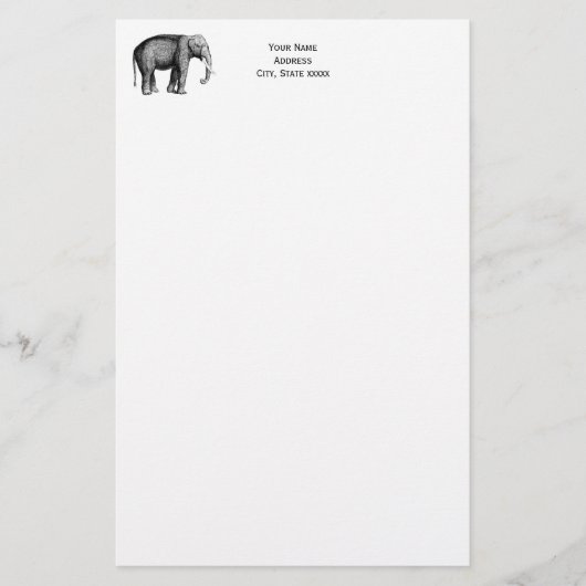 Oude Olifant Tekening Briefpapier (Voorkant)