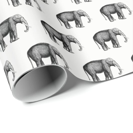 Oude Olifant Tekening Cadeaupapier (Rol Hoek)