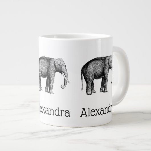 Oude Olifant Tekening Grote Koffiekop (Voorkant rechts)