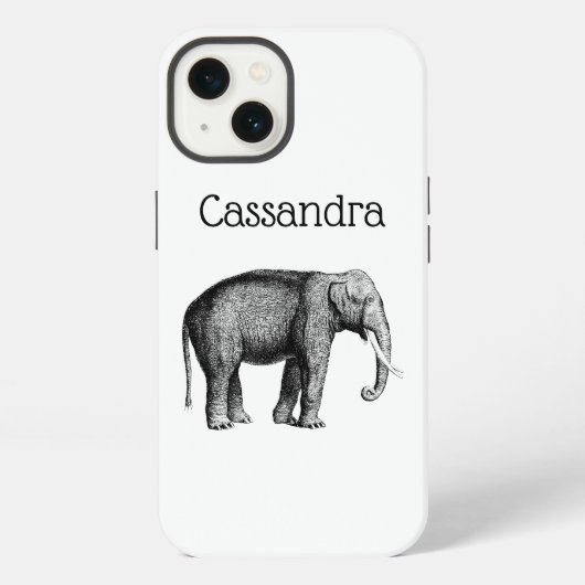 Oude Olifant Tekening iPhone Hoesje (Achterkant)