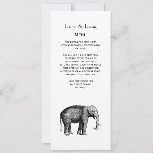 Oude olifant tekening kaart (Achterkant)