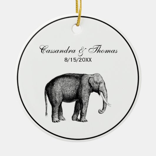 Oude Olifant Tekening Keramisch Ornament (Voorkant)