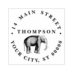 Oude Olifant Tekening Naam Retouradres Rubberstempel
