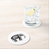 Oude Olifant Tekening Ronde Kartonnen Onderzetter (Insitu)