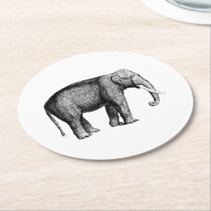 Oude Olifant Tekening Ronde Kartonnen Onderzetter