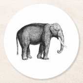 Oude Olifant Tekening Ronde Kartonnen Onderzetter (Voorkant)