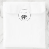 Oude Olifant Tekening Ronde Sticker (Tas)