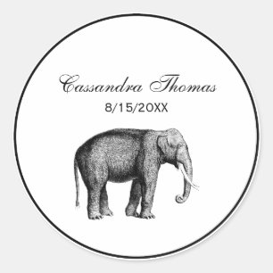 Oude Olifant Tekening Ronde Sticker